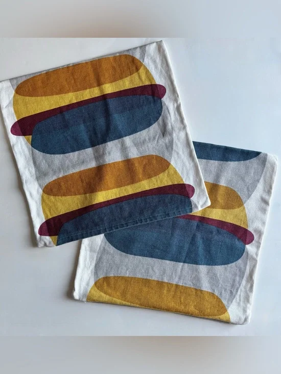 (Set/2) IKEA MALIN FIGUR 20x20 MCM Pillow Covers 100% Ramie