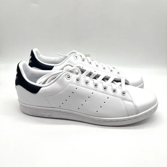Adidas Originals Womens Size 11‎ Stan Smith White Navy Blue Sneakers Shoes