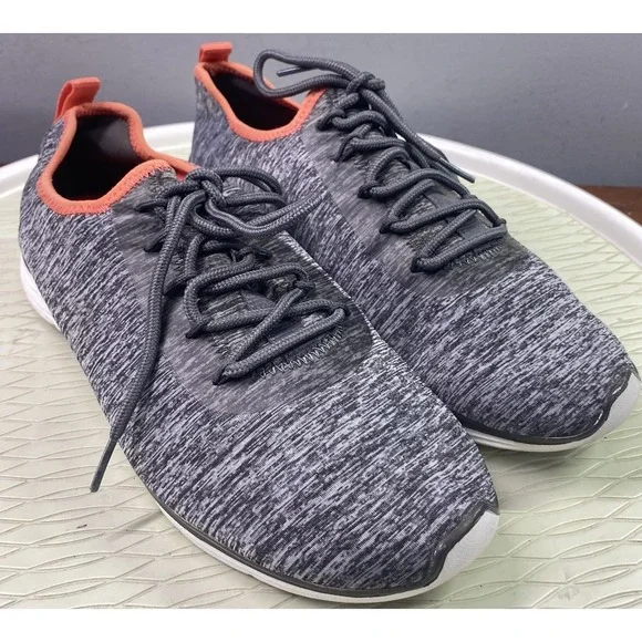 Skechers Bobs Woman's Comfort Shoes Gray/Orange‎ Memory Foam Sneakers 10