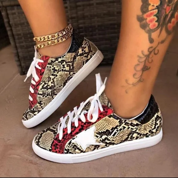 Tan N Red Sneakers