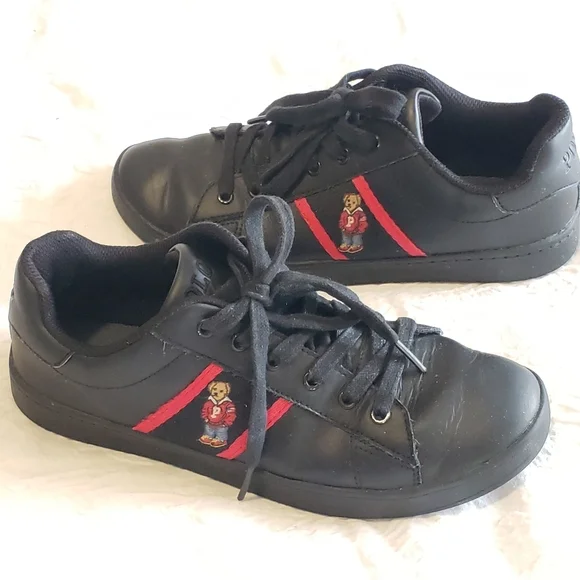 POLO-RALPH LAUREN BLACK BOY SNEAKERS SIZE 61/2