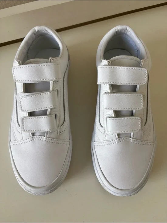 Vans Big Kid White Velcro Triple-Strap Sneakers