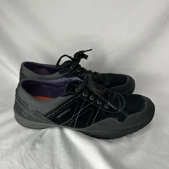 Merrell Albany Trail Hiking Shoe Womens 10 Black Suede Lace Low Sneakers J42286