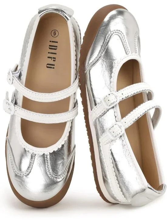 Women's Silver Comfortable Ballet Trendy with Elastic Straps Fashion Sneakers