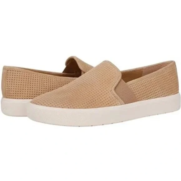 Vince‎ Blair Perforated Suede Slip On Sneakers Tan Sand Women 9M EUR 40