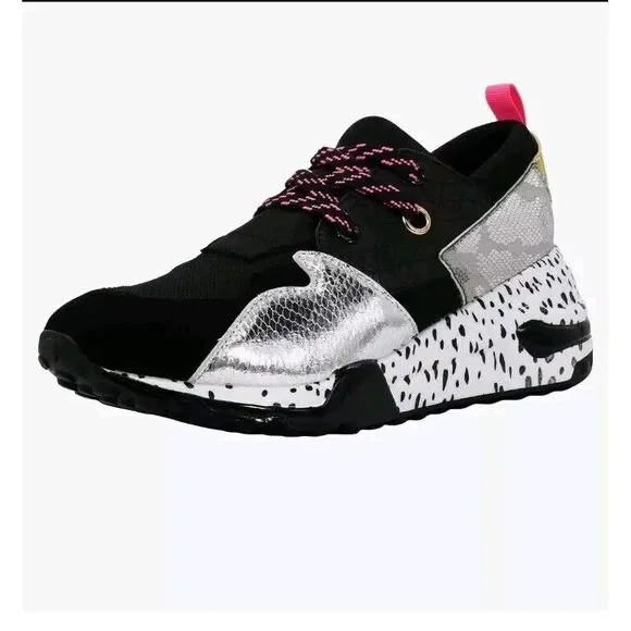 STEVEN MADDEN LIMITED EDITION CLIFF SNEAKERS SIZE  8.5‎ Silver Black Pink Nice