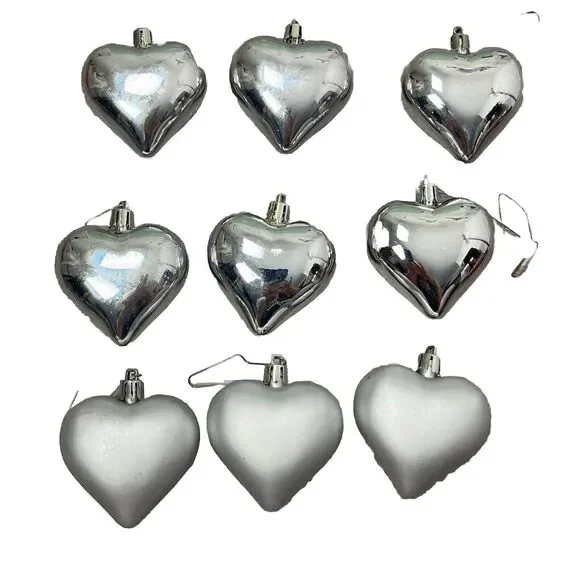 Christmas Ornaments Hanging Tree Set 9 Ikea Silver Heart Lot Xmas Holiday‎ Decor