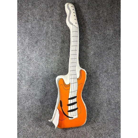 IKEA Thorine Guitar Plush Pillow Reversible Orange Blue Decorative Cushion 25x7