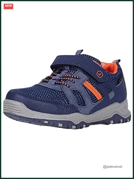 Faux Leather & Mesh Athletic Sneaker with Hook-and-Loop Strap