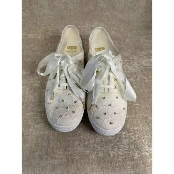 Keds X Kate Spade New York Women's Champion Bridal Lace Sneakers White Size 9