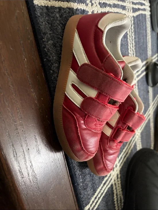Kids Red and White Velcro Sneakers