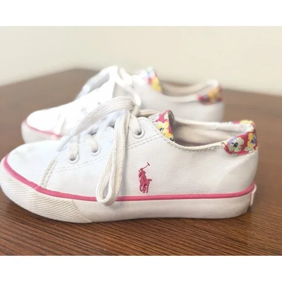 Polo Ralph Lauren Fantor III White Shoes Kids Girls Toddler Size 10