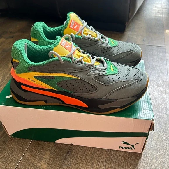 Puma RS-Fast Veggies JR Sneakers Grey Green Orange 380812-01 Mens 5C Womens 6.5