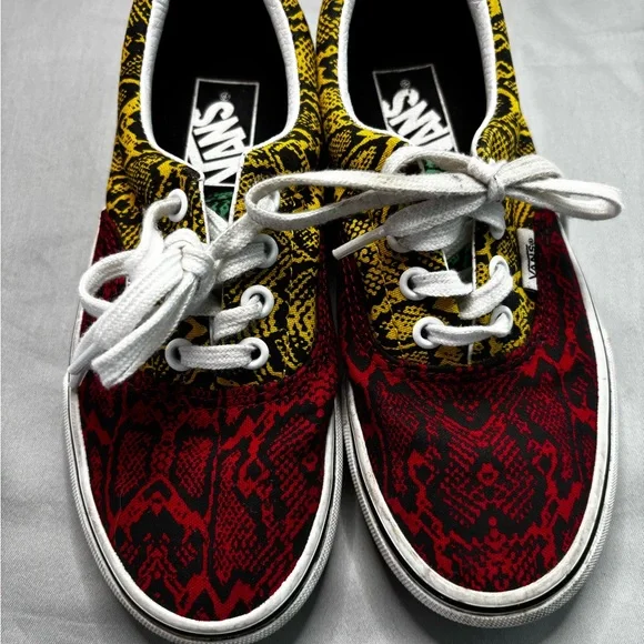 Vans Low-Top Sneakers in Yellow, Green & Black Snake Print