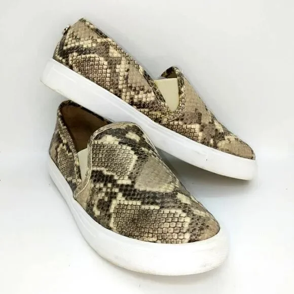 Steve Madden Designer Snakeskin Slip-on Women's Pre-owned Sneakers - sz. 6 1/2M
