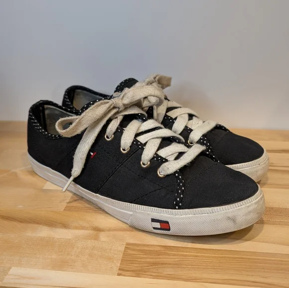 Tommy Hilfiger Womens Black‎ Canvas Sneakers