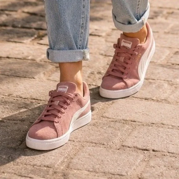 Puma Suede Classic Womens Sneakers Dusty Rose Pink White 355462 56 Size 7