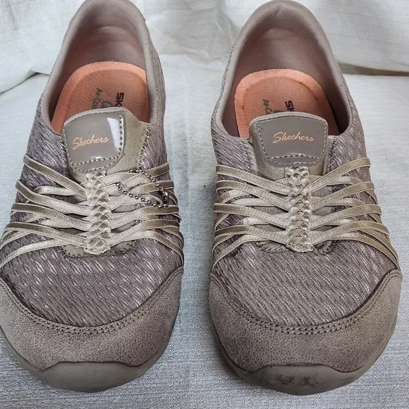 Skechers Womens 23286 Taupe Air-Cooled Memory Foam Slip‎ On Sneakers Size 10