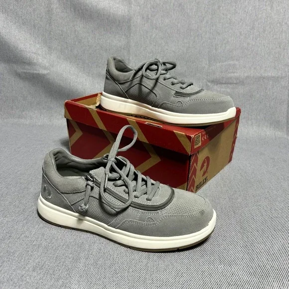 BILLY Footwear Comfort Sneaker Womens 10 Grey Suede Wrap-Around Zipper Low Top‎
