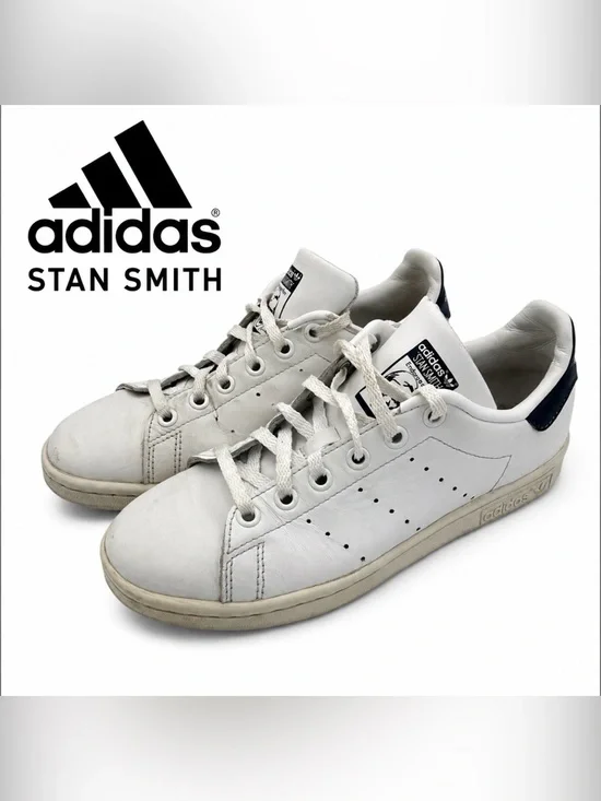 Adidas Stan Smith Kids 4.5 White Leather Sneakers Preowned Womens 6.5 Unisex