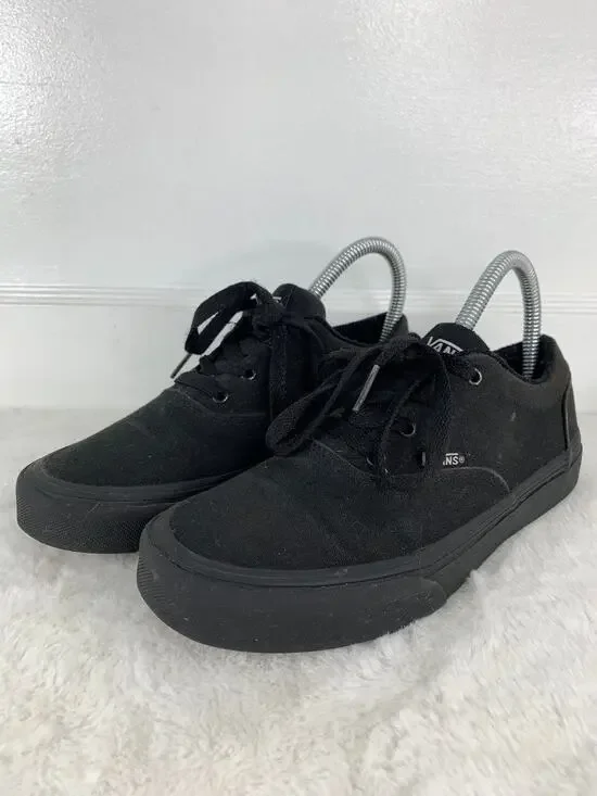 Vans Off The Wall Black Low Lace-Up Canvas Sneakers Youth Size 4