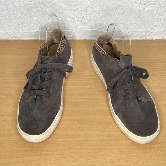 Lucky‎ Brand Women's Gray Leopard Lucia Suede Lace Up Sneakers Sie 8.5