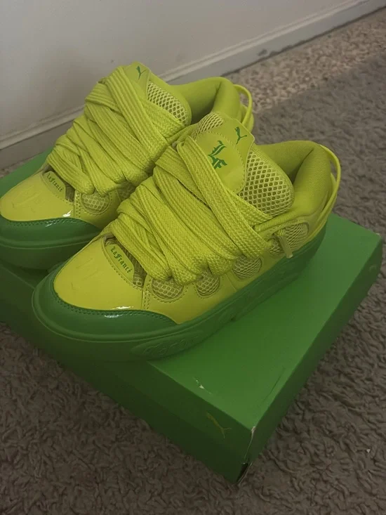 Puma Kids Neon Yellow and Green Low-Top Sneakers
