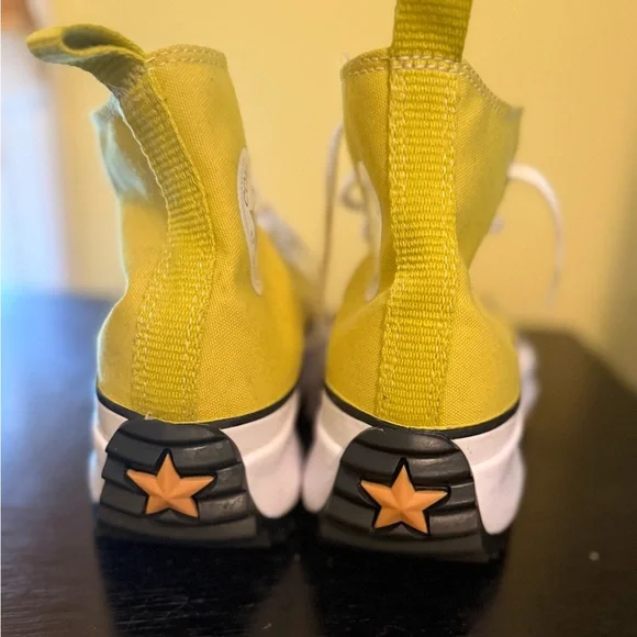 Converse Yellow Run Star‎ Hike Platform High-Top Sneakers with Star Heel Accent