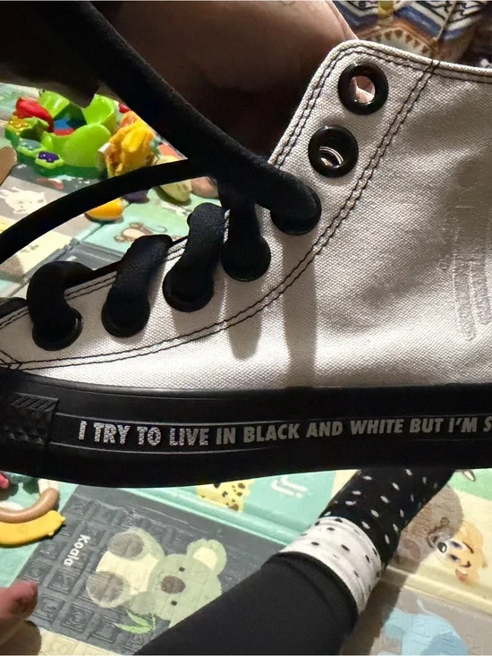Converse Black and White High-Top Sneakers with Graphic Midsole