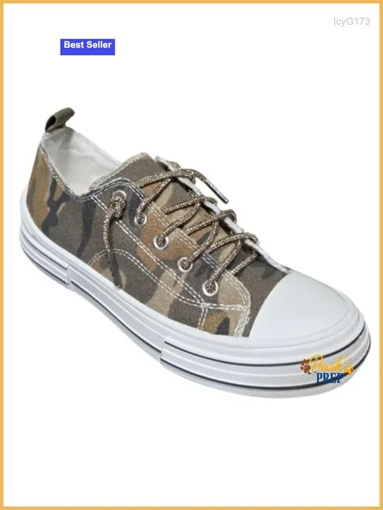 Women's Platform Sneakers - Rhinestone Lace - Cushioned Canvas