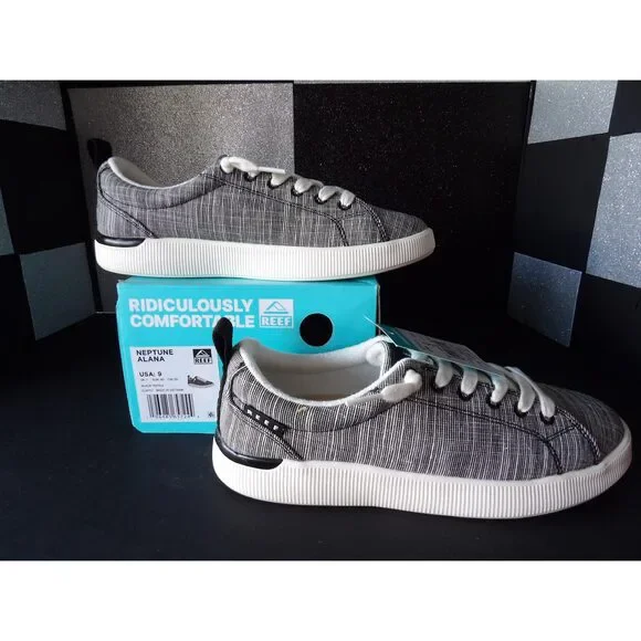 REEF Neptune Alana Sneakers - Black/White Plaid (Size US Women's 9)
