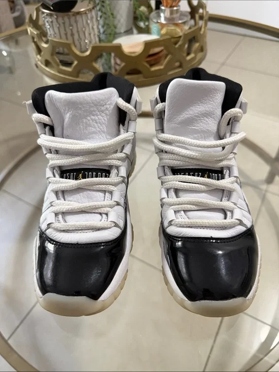Jordan Kids Gold White and Black High-Top Sneakers