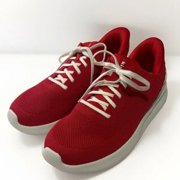 Kizik Kids’ Athens Red Alert Slip-On Sneakers Hands-Free No-Tie - White Shoes 5Y
