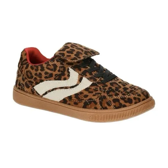 Madden NYC Girl’s NEW Fold Over Sneakers Leopard Print Lace Up Shoes Casual Sz 5