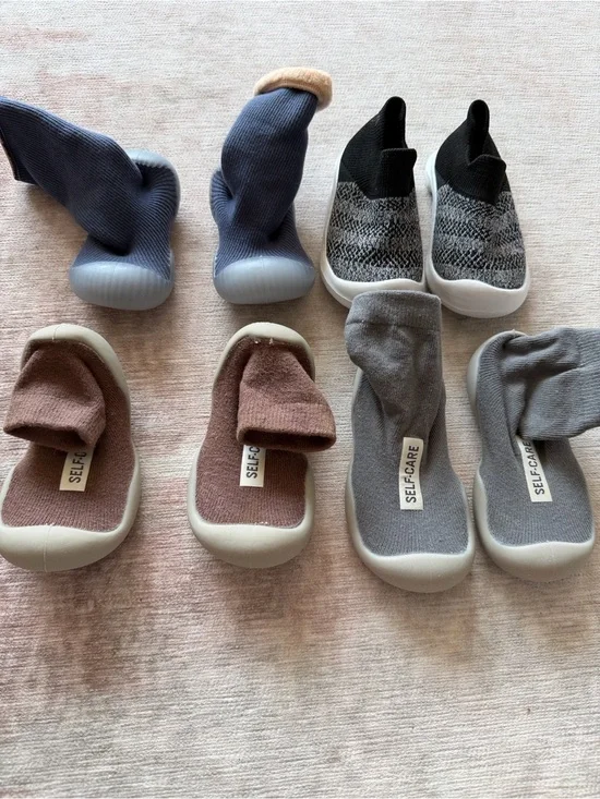 Kids Slip On Sock Shoes Gray Brown Blue NWOT Bundle