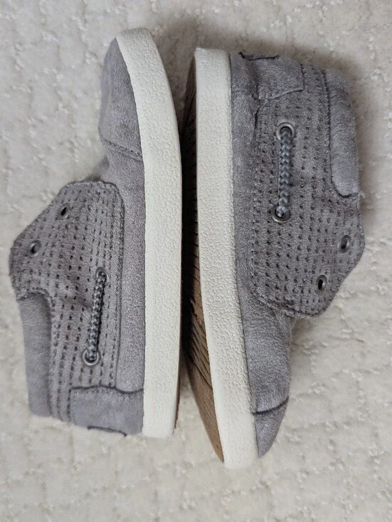 Kids TOMS Gray Suede High-Top Velcro Sneakers Size Toddler US9