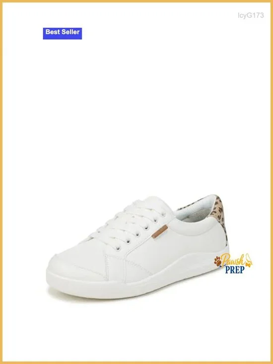 Fashion Sneakers with Faux Leather Upper and Plant-Based Foam Insole for Walking