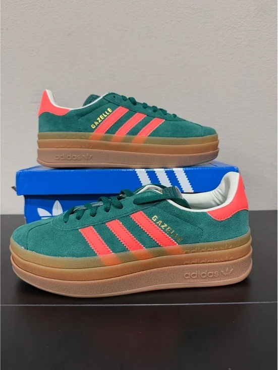 Size 6Y/7 Women - Adidas Gazelle Bold GS “Collegiate Green Coral Cream White”