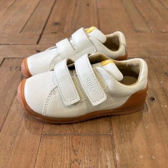 Camper Dadda White Leather Kids First Walker Hook And Loop Sneakers NWOB Size 7