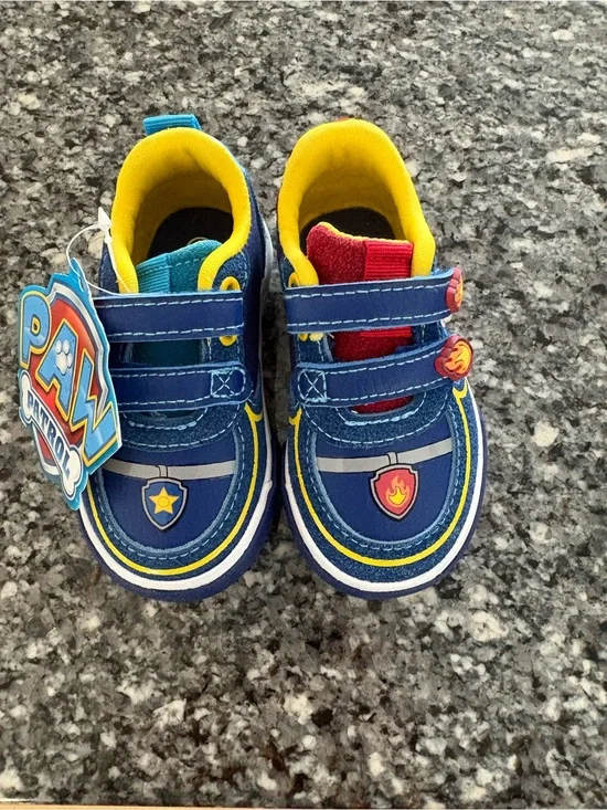 Paw Patrol Blue Sneakers with Yellow Trim and Red/Teal Accents