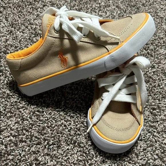 Polo by Ralph Lauren Kids Tan and Orange Sneakers (NWOT)