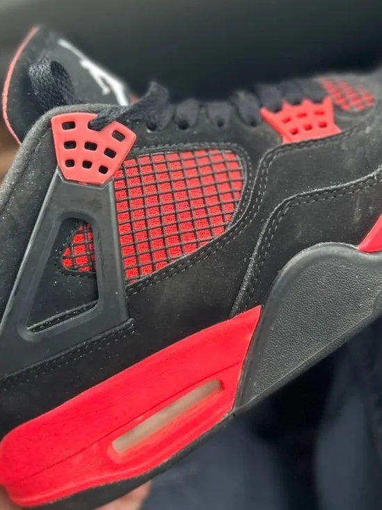 Jordan Black and Red Retro 4 Sneakers