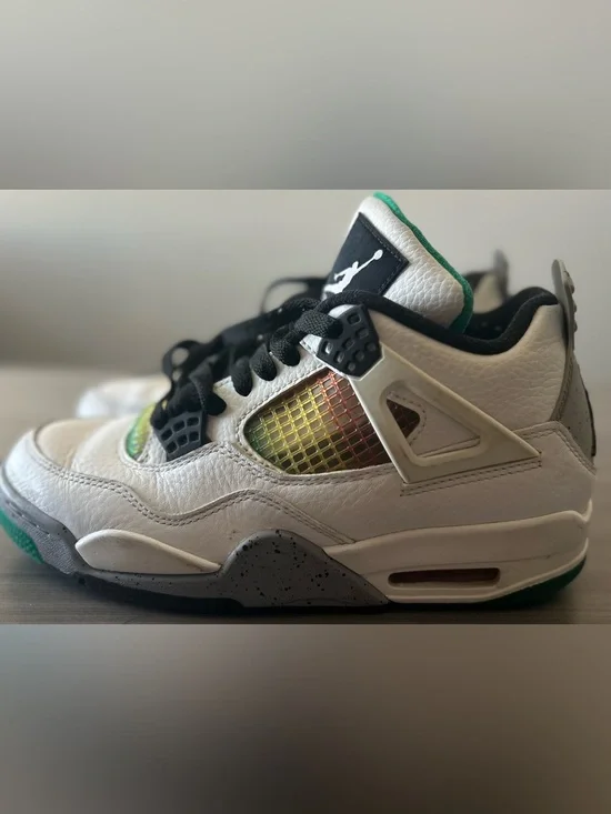 Jordan Kids White, Black & Green Iridescent Netting Sneakers