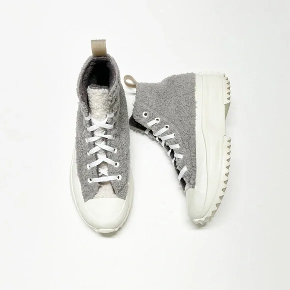 Converse Womens Purple Cream Sherpa Run Star Hike Lace Up Hightop Sneakers Sz 7