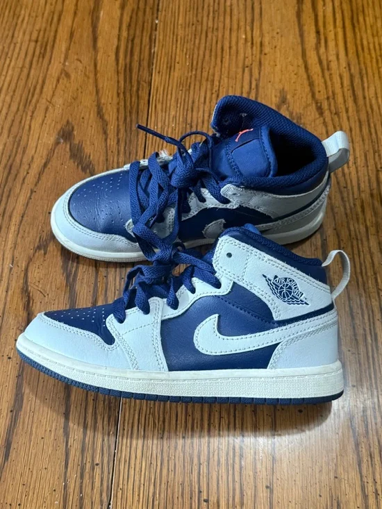 Jordan Kids Navy and White High-Top Sneakers