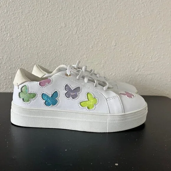 Kurt Geiger Girls Laney Butterfly White Sneakers Shoes Size 3