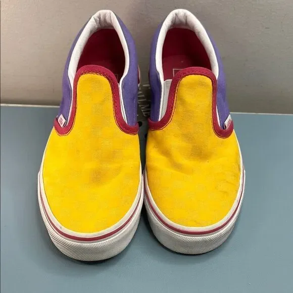 Vibrant Yellow and Purple Slip-On Shoes Juniors 6.5=W8