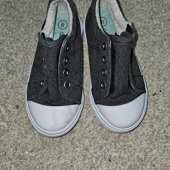 Cat & Jack Toddler Boys Gray Canvas Slip On Sneakers Size 8 Laceless Shoes