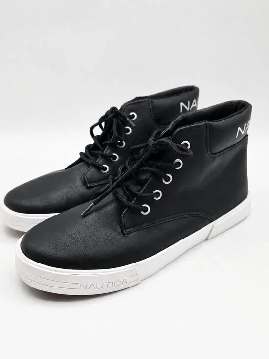Boys Black School Shoes Size 5 High Top Sneakers Nautica