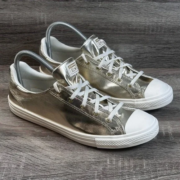 Converse CTAS Dainty Lucky Ox Sneakers Womens 9.5 Gold Metallic Shoes Street NEW